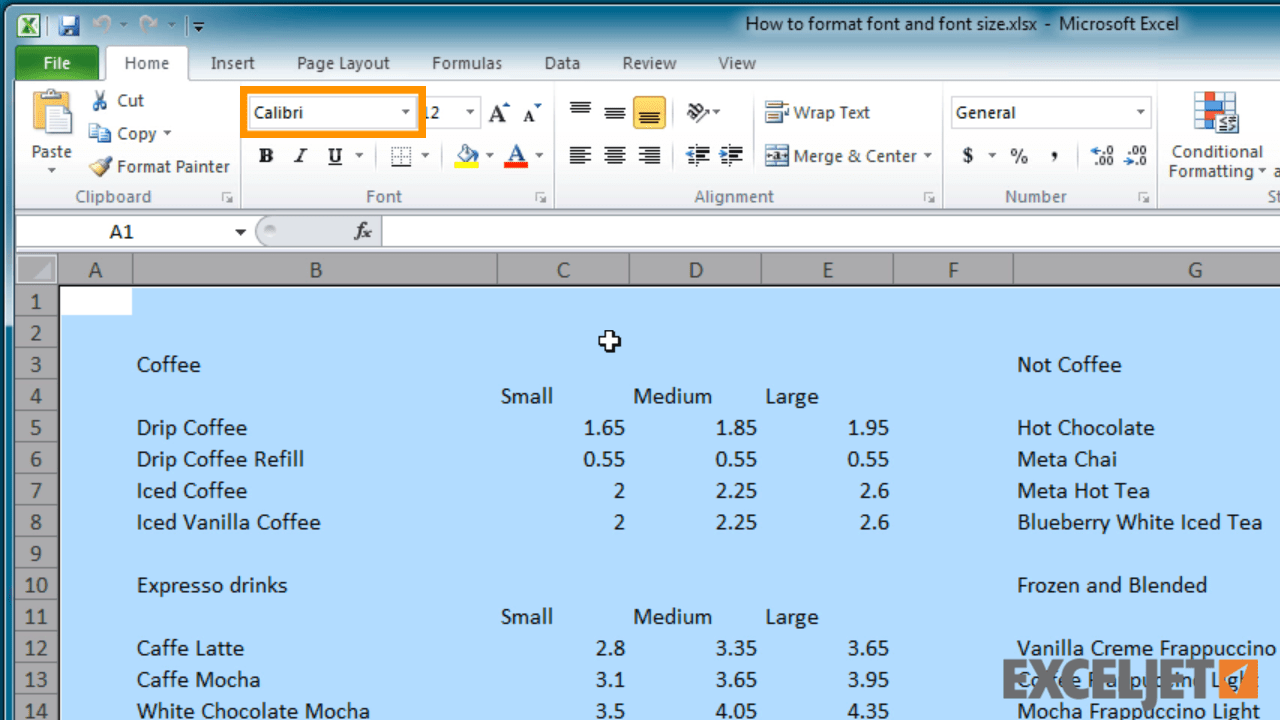 Excel tutorial: how to format font and font size in excel